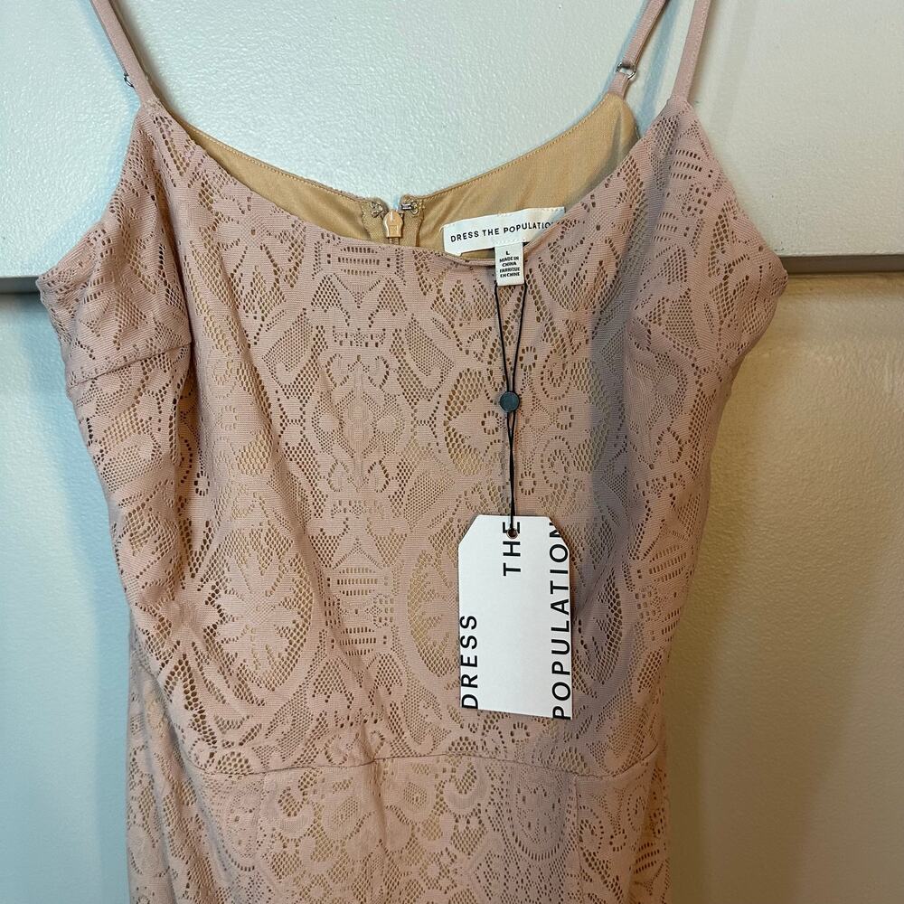 NWT Dress the Population Zahra Sheath Pink Lace Bodycon Midi Dress Size Large - Picture 8 of 12